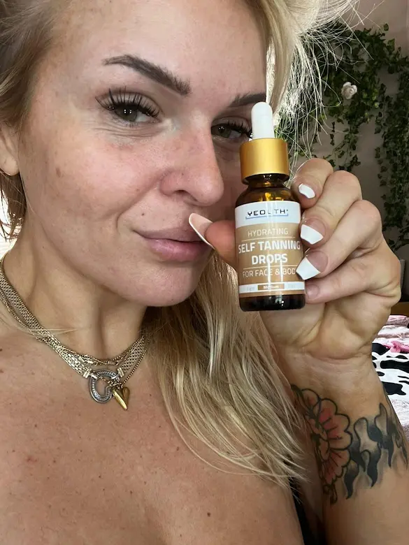 Customer before and after — Self Tanning Drops